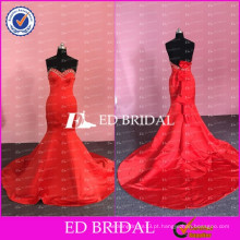 ED Bridal Real Fotos Beaded Sweetheart Open Back Bow Sash Sereia Long Red Evening Dress China